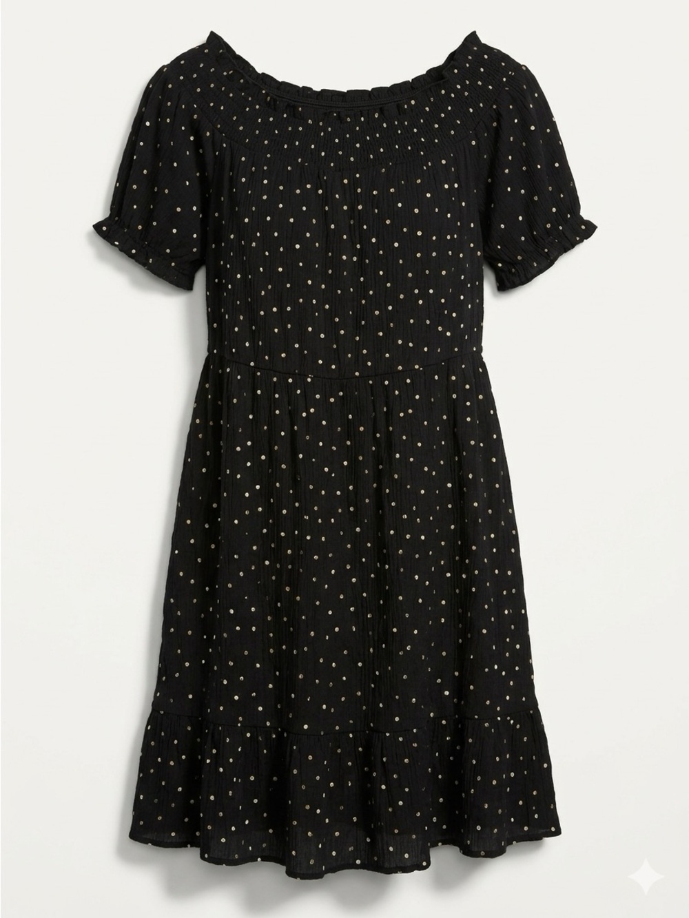 Plus Black Dress with Gold Polka Dots
